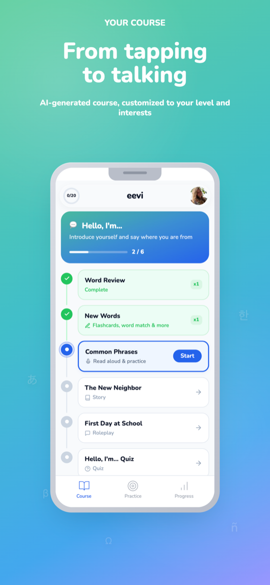 Eevi app: a course built for speaking